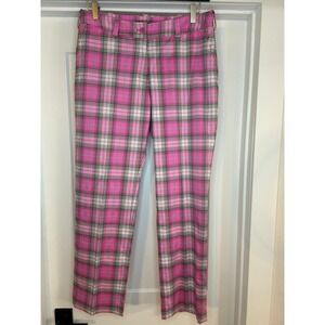 Nike Golf Tour Performance Dri-FIT Pink Plaid Pants Womens 10 Checkered Tartan